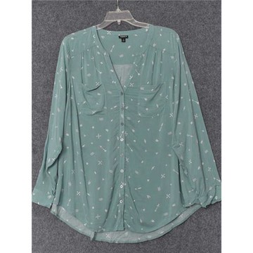 外貿原單尾貨大碼女裝春秋款V領長袖襯衫女胖mm200斤寬松顯瘦上衣