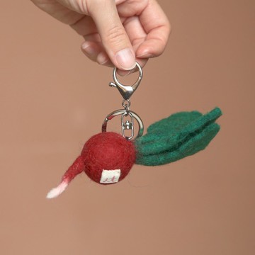 羊毛氈鑰匙圈/蔬菜系列/櫻桃蘿蔔