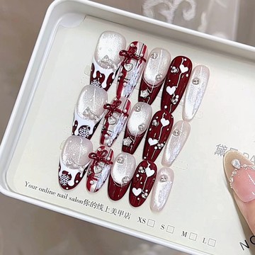 🧡Hannah💛新款奈姿 純手工穿戴甲秋冬新款浪漫季穿戴甲貓眼美甲貼片純欲暗色係貼甲