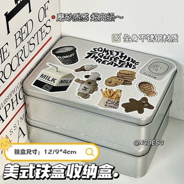 春季上新🌸桃園出貨🌸ins風磨砂鐵盒多功能大容量雜物文具收納銀色手賬盒diy創意收納盒