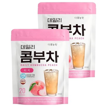 Danongwon 乳酸菌康普茶 水蜜桃口味 每杯僅16卡路里 獨立包裝 方便攜帶 德國紅茶菌萃取 無酒精  5g  20包  2袋