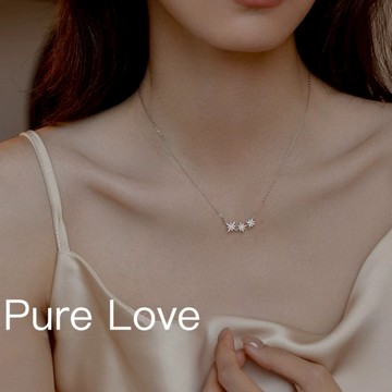 Pure Love樂芙 / 正韓 銀飾【】N0968簡約S925通體純銀項鍊心願流星八芒星星鎖骨鏈 短項鏈 / 銀