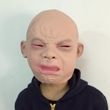 肥婆奶奶 哭臉面具 萬聖節 嬰兒面具 整人頭套 哭泣娃 微笑哭泣嬰兒 爆青筋 逼真 生日 搞笑表演 活動派對