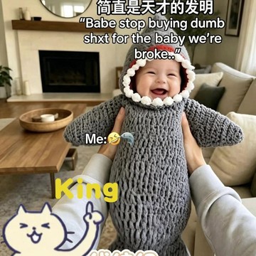 鯊魚造型帶帽連體睡袋 寶寶手工 DIY 素材包 全套布料配件齊全 質料溫和適合肌膚 居家安睡戶外遛娃 嬰幼兒防踢被