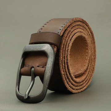 【新品上市】男士皮帶 腰帶 男女通用腰帶 牛仔褲帶 3.3cm寬 青銅針釦皮帶 可剪短