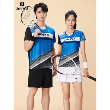 安域春夏新品羽毛球服短袖男女套裝網球服速干衣隊服乒乓球服印字