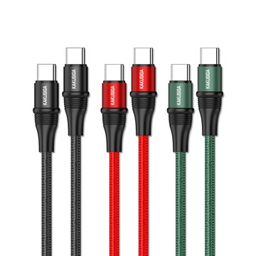 KAKUSIGA PD100W超飛快充  Type-C to Type-C 耐彎折鋁合金傳輸充電線(1.2M)