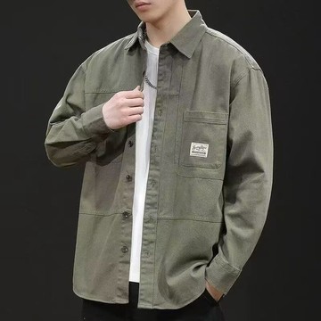 新品【秋冬】日系長袖襯衫男潮牌寬鬆春秋款男生長袖襯衣休閒帥氣工裝外套港風ins