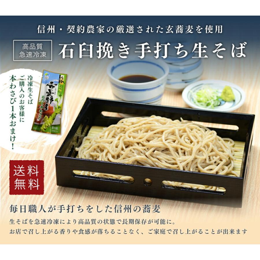 信州手打ち蕎麦 5人前 特製蕎麦つゆ＆本わさび１本おまけ 信州のそば職人が打つ本格手打ちそば ギフトや贈答品にもおススメ 石臼挽き 自家製