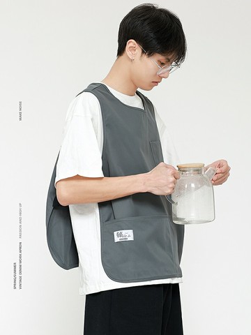 日式圍裙防水餐飲罩衣男咖啡奶茶甜品店美甲寵物店馬甲工作服女