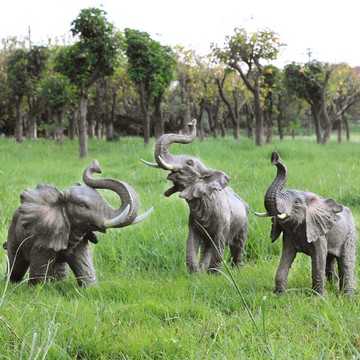 戶外大型落地玻璃鋼仿真動物雕塑大象老虎犀牛獅子長頸鹿裝飾擺件