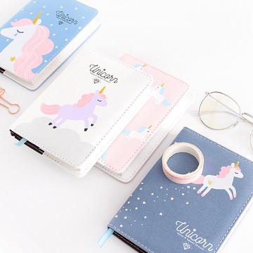 卡通可愛獨角獸布面筆記本子月周計劃創意刺繡手帳本小清新記事本