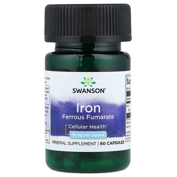 Swanson Vitamins, 富馬酸亞鐵，18 毫克，60 粒膠囊