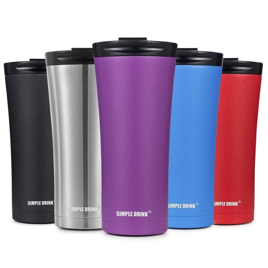 SIMPLE DRINK Insulated Coffee Travel Mug 16 oz Sturdy Stainless Steel Tum