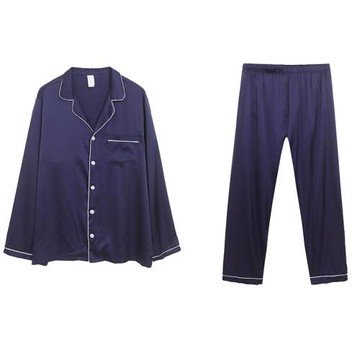 外貿休閑氣質優雅百搭長袖秋季家居服套裝 仿真絲直筒長褲睡衣褲