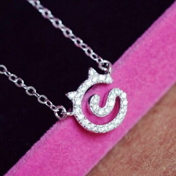 現貨+預購 925純銀項鍊 鑲鑽吊墜-貓咪造型可愛迷人百搭母親節生日情人節禮物女配件73y8【獨家進口】【米蘭精品】