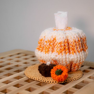 手工編織南瓜造型衛生紙捲套 萬聖節居家裝飾