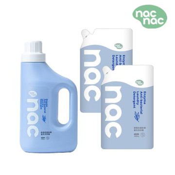 【nac nac】 酵素抗菌防螨嬰兒洗衣精(1罐+2補充包)