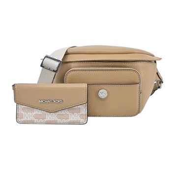 MICHAEL KORS MAISIE荔枝紋前口袋二合一腰包-大/奶茶_廠商直送