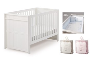 BeBe Deluxe 嬰兒大床-純淨白+彈簧墊+歐式寢具組【六甲媽咪】