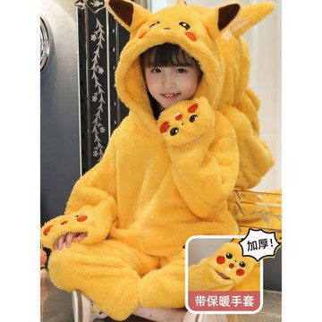 兒童法蘭絨睡衣冬季女童珊瑚絨加厚款中大童女孩初中生秋冬家居服