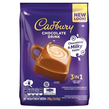 Cadbury 吉百利巧克力飲品 3合1即溶可可粉 390g  30g  13包  1袋