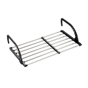 免安裝不鏽鋼伸縮曬衣架 51~95 x 38 x 19cm 陽台/窗邊/室內多用  黑色 + 銀色