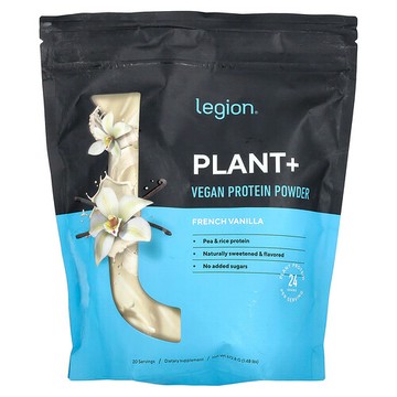 Legion Athletics, 植物+，全素蛋白質粉，法國香草味，1.48 磅（672.8 克）
