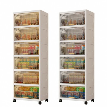 【好氣氛家居】55面寬輕奢翻蓋6層附輪收納櫃/置物櫃/塑膠櫃/抽屜櫃(收納箱 收納架 層架)透明黑