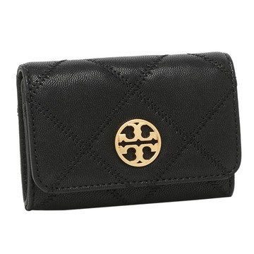 TORY BURCH 高質感真皮菱格紋翻蓋零錢包