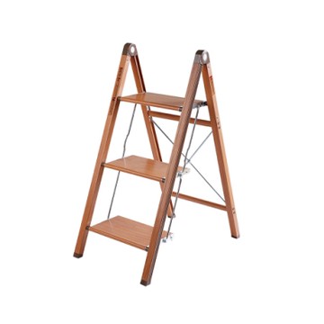 日本天馬 木紋家用便攜式鋁合金三層折疊梯