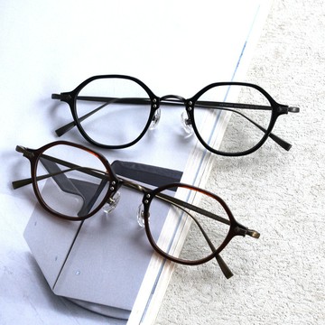 [Mortal]  日係六邊形近視眼鏡架 潮男女平光鏡架  複古手工闆材+β鈦柔韌鏡腳 可配高度數鏡片光學眼鏡框