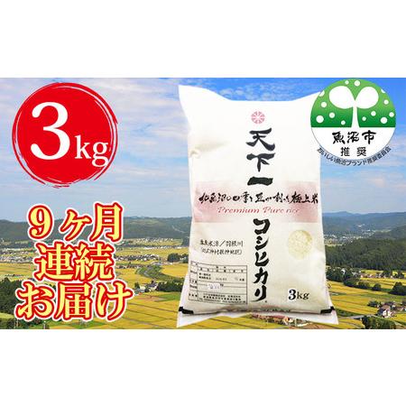 ふるさと納税 定期便 魚沼産 天下一コシヒカリ（商標） 3kg 食べればわかります！ 全 9回 （ 米 定期便 9ヶ月 コシヒカリ こしひかり お米 精米 .. 新潟県魚沼市