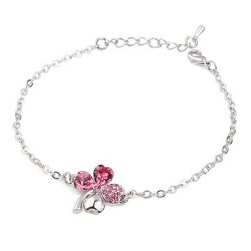 925純銀手鍊 水晶手環-歐美時尚淡雅幸運草生日情人節禮物女飾品4色73jr27【獨家進口】【米蘭精品】