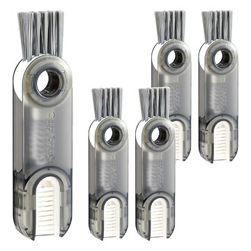 多功能杯刷 縫隙刷 矽膠+尼龍+不銹鋼+ABS+PP+PET  灰色  5個