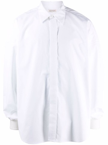 Alexander McQueen - dropped shoulder poplin shirt - men - Silk/Cotton/Polyamide/Spandex/Elastane - 15 3/4 - White