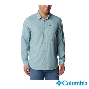 Columbia 哥倫比亞 男款-全新UPF50快排長袖襯衫-湖水藍  UAM16830AQ/HF