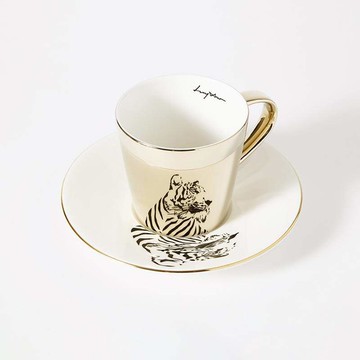 鏡面倒影動物圖案咖啡杯-老虎 光滑杯面