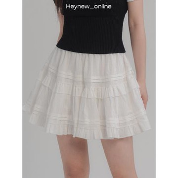LOVEHEYNEW白色松緊腰蛋糕裙半身裙女日系新款小個子蓬蓬裙短裙
