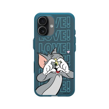 iPhone 17 Clear (相機按鈕) 夜幕藍 - 湯姆貓與傑利鼠 Tom and Jerry - 湯姆貓愛心