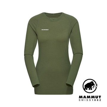 【Mammut長毛象】 Trift Longsleeve W 羊毛混紡長袖排汗衣 沼澤綠 女款 #1016-01080