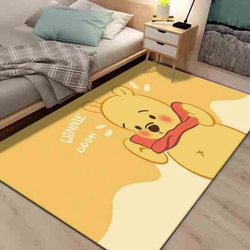 維尼地墊 可愛地墊🎀 一抹凈可擦洗pvc地毯卡通小熊維尼臥室客廳免水洗床邊地毯入戶腳墊 房間地墊  止滑地墊 客廳地墊