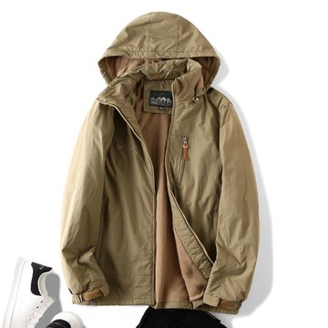 專業三防！高密防風防水！戶外運動休閑加絨連帽沖鋒衣夾克外套男