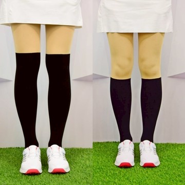 Golf Sweety 加絨雙色保暖運動褲襪(黑/膚)(膝上款/膝下款)