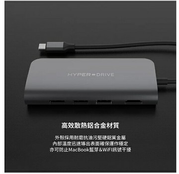 強強滾優選~HyperHyperDrive 9-in-1 USB-C Hub-太空灰
