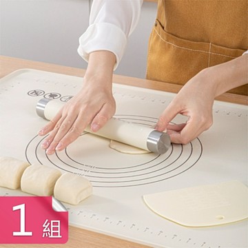 【荷生活】耐磨抗摔不鏽鋼內芯不沾黏擀麵棍 耐高溫易清洗不易變形揉麵墊-1組
