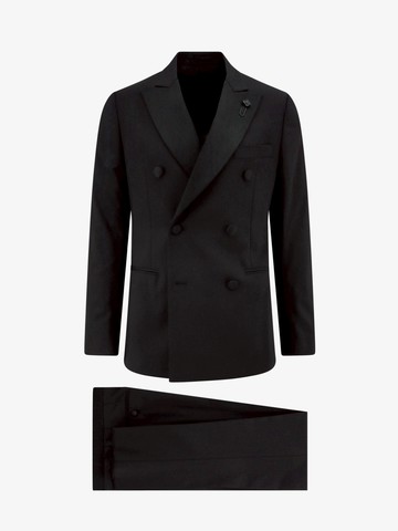 Stretch wool tuxedo with satin profiles - LARDINI - gender_Man