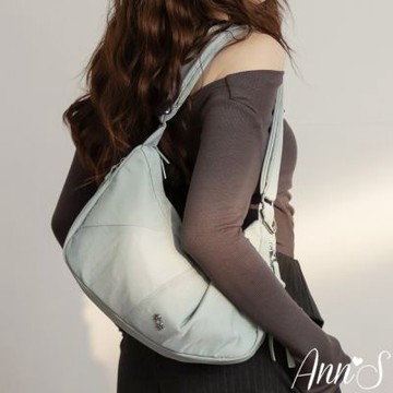 Ann’S空氣感極輕-流蘇雙拉鍊HOBO肩背包（3WAY多背法）-藍