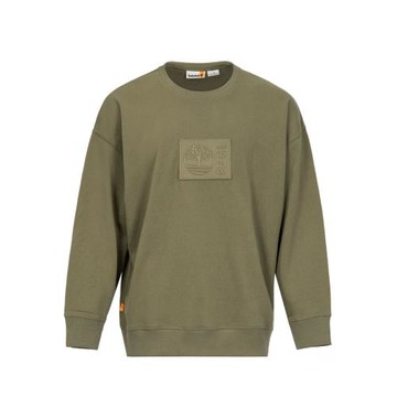 Timberland 男款灰綠色LOGO有機棉長袖T恤A6QSH590