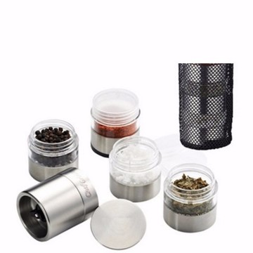 cf601新款戶外便攜燒烤野炊調料瓶套裝調味盒不銹鋼透明塑料固體調味罐(不含收納袋)